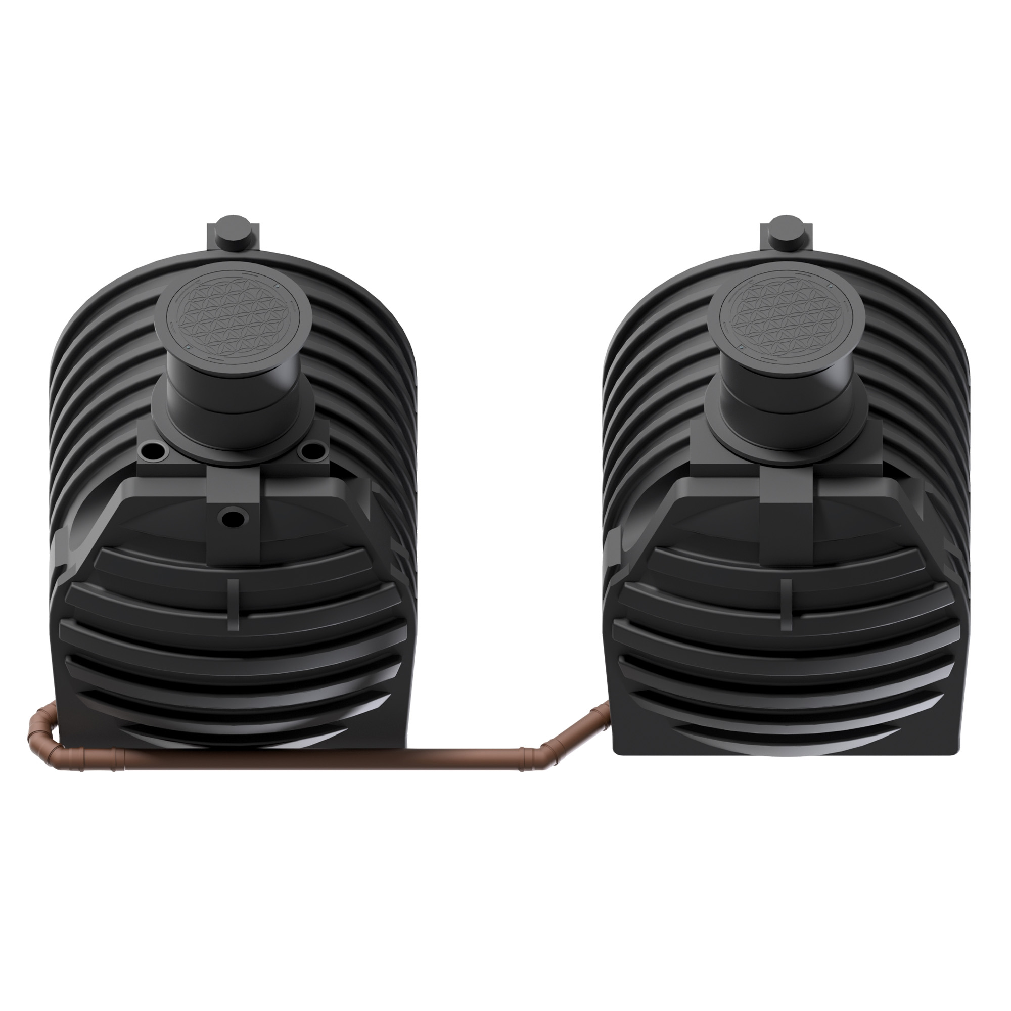 zwei verbundene erdtanks à 9400 liter, Ansicht von vorn