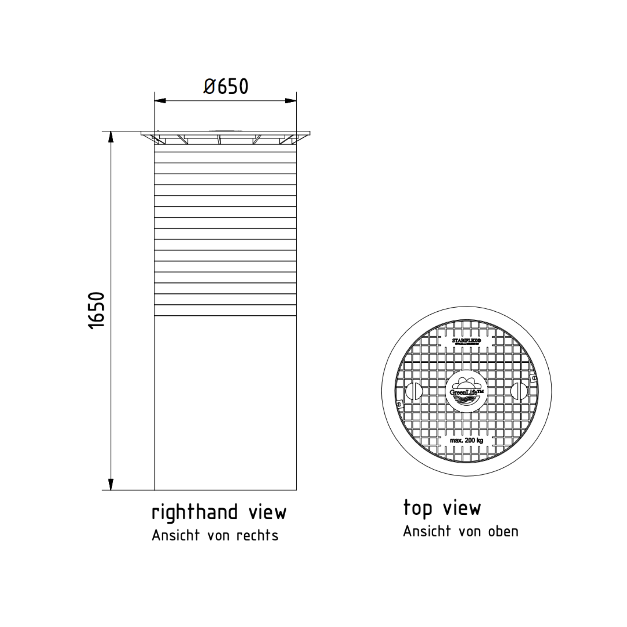 technische zeichnung erdtank