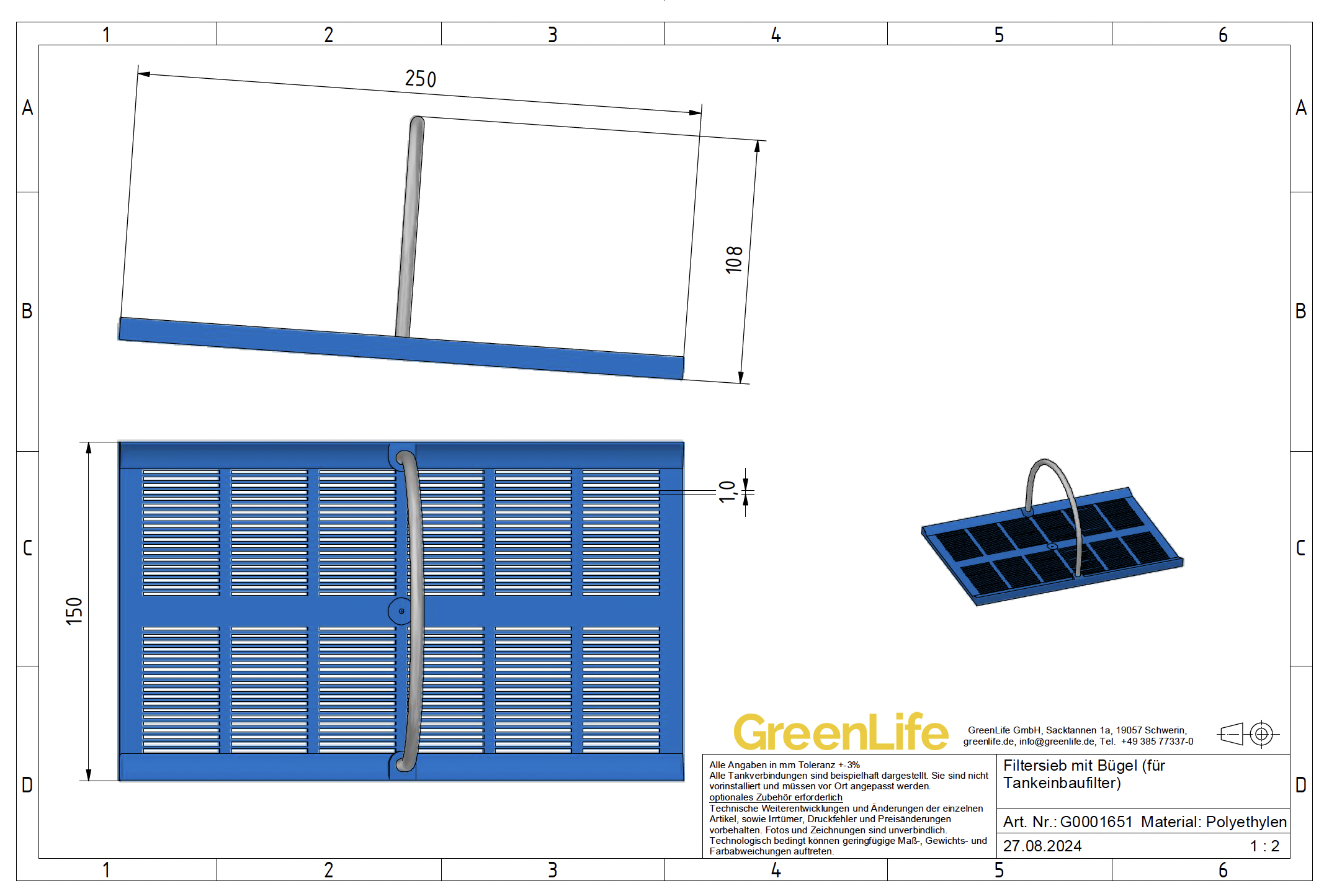 Filtersieb Wassertank