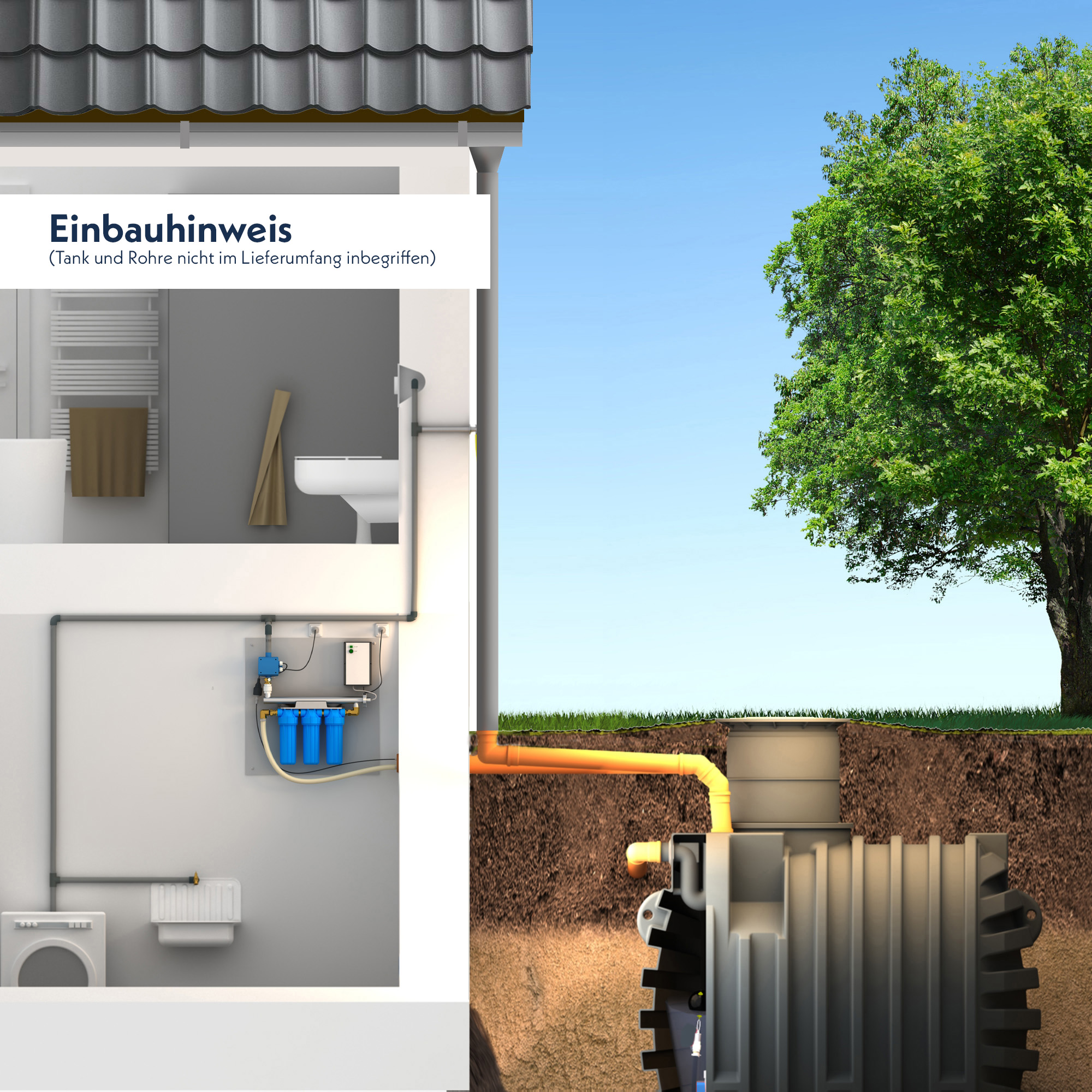 Regenwasseranlage mit Trinkwasseraufbereitung