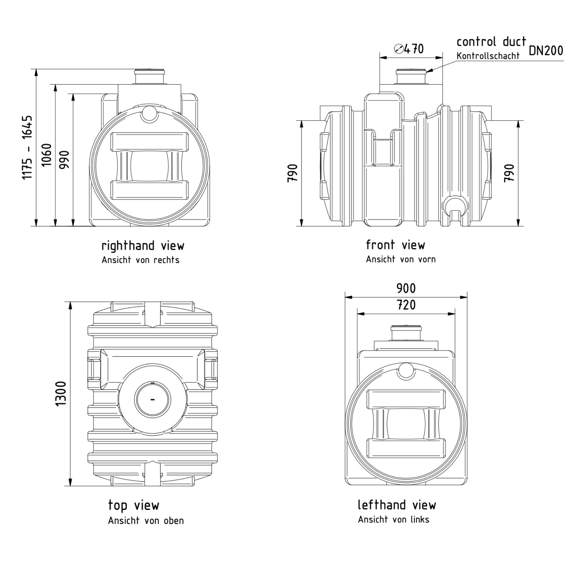 maße abwassertank 700 liter