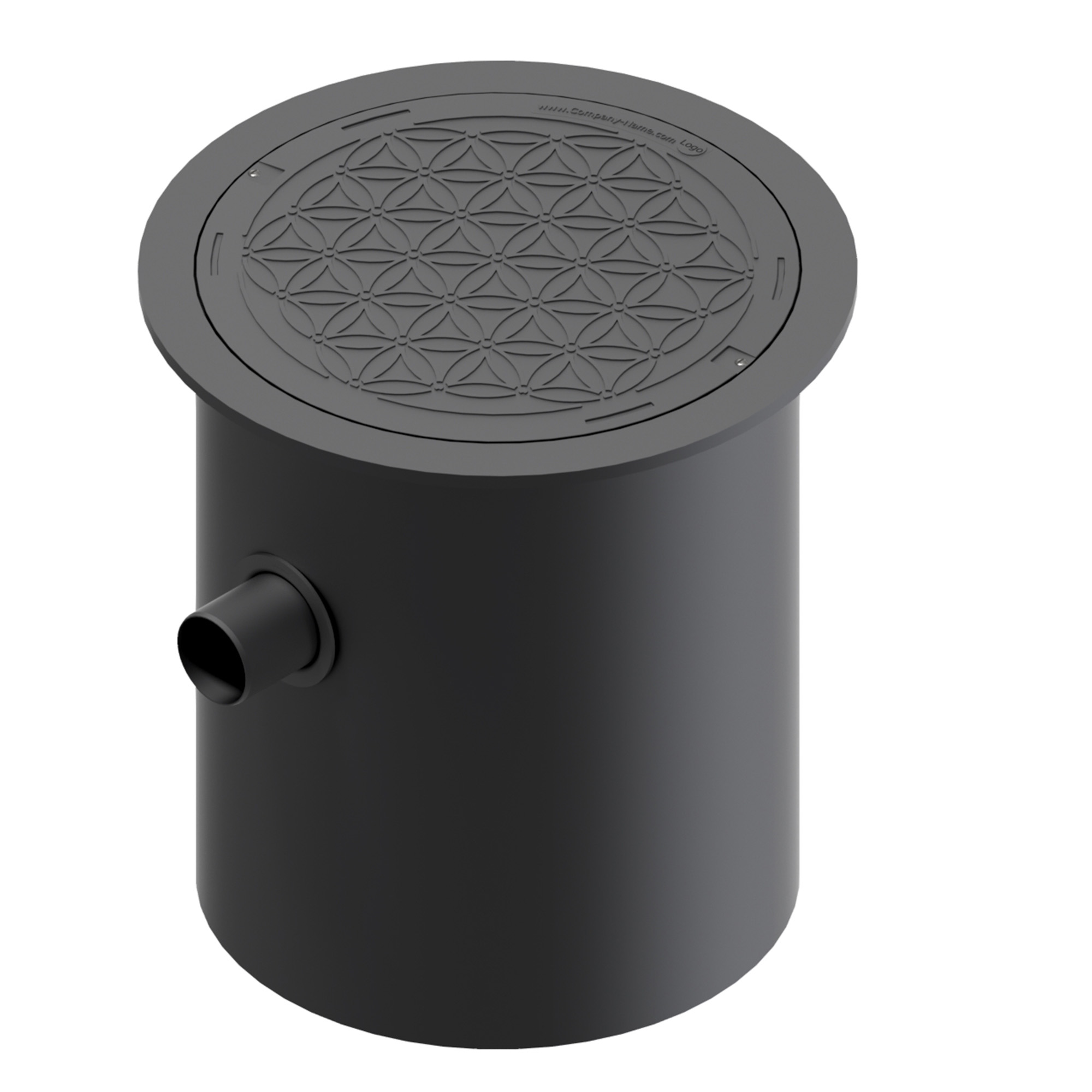 Vorfilter für die Versickerung, mit Abdeckung, mit Blume des Lebens