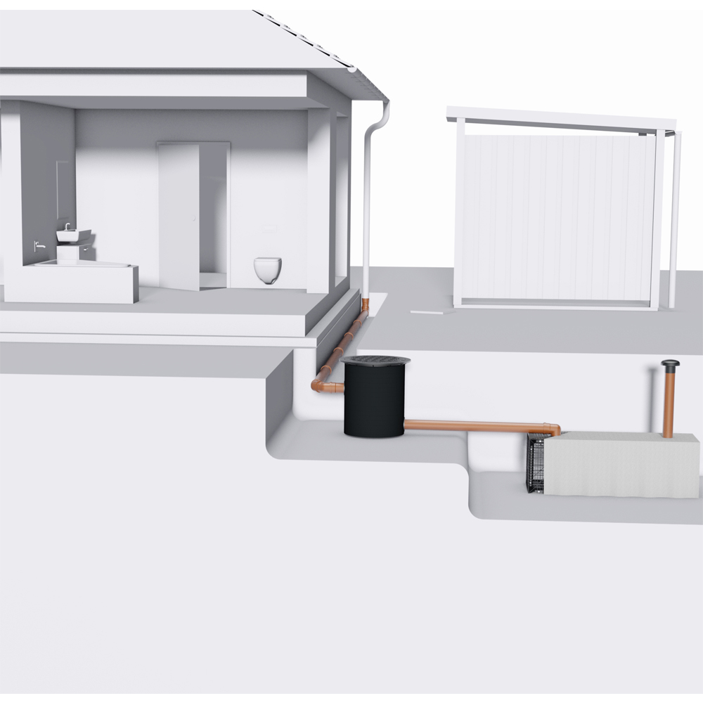 Beispielanlage zur Nutzung von Regenwasser mit Versickerungsvorfilter