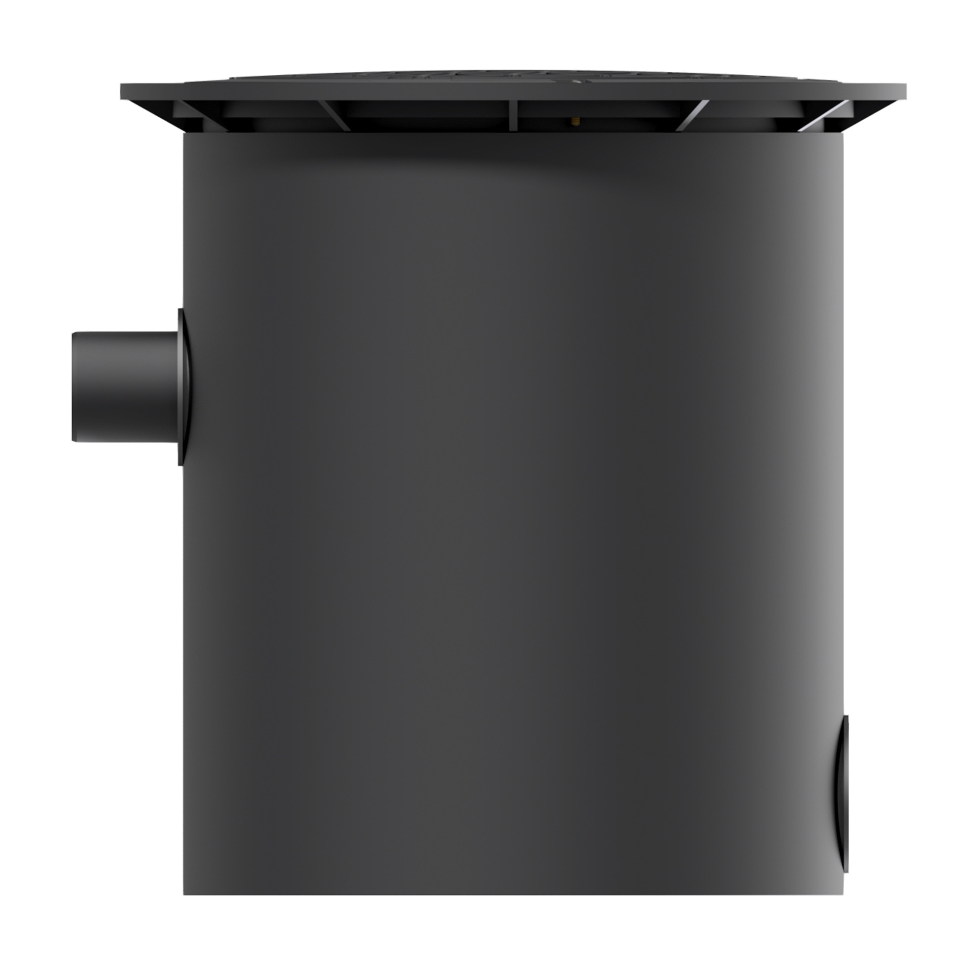 Versickerungsvorfilter mit Filterkorb, seitliche Ansicht