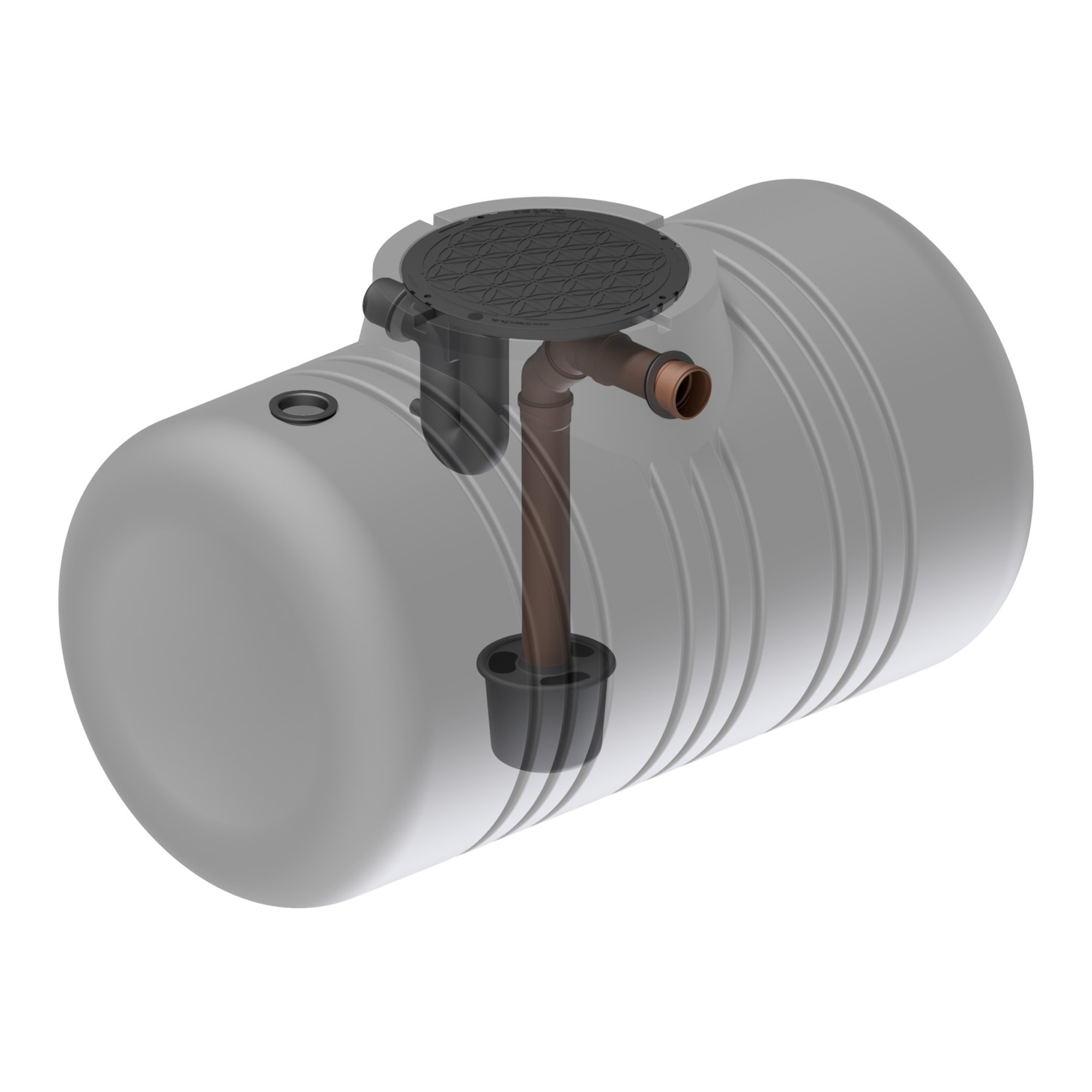 Erdtank 2100l mit Zulaufberuhiger – Innen